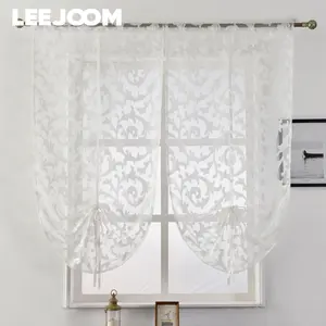 Leejoom kısa, perde mutfak, Moderna pencere tedavi kravat bir balon ev tekstili şeffaf panel tül, beyaz siyah desen 8 en çok satan, perdeler ve siyah no. 8