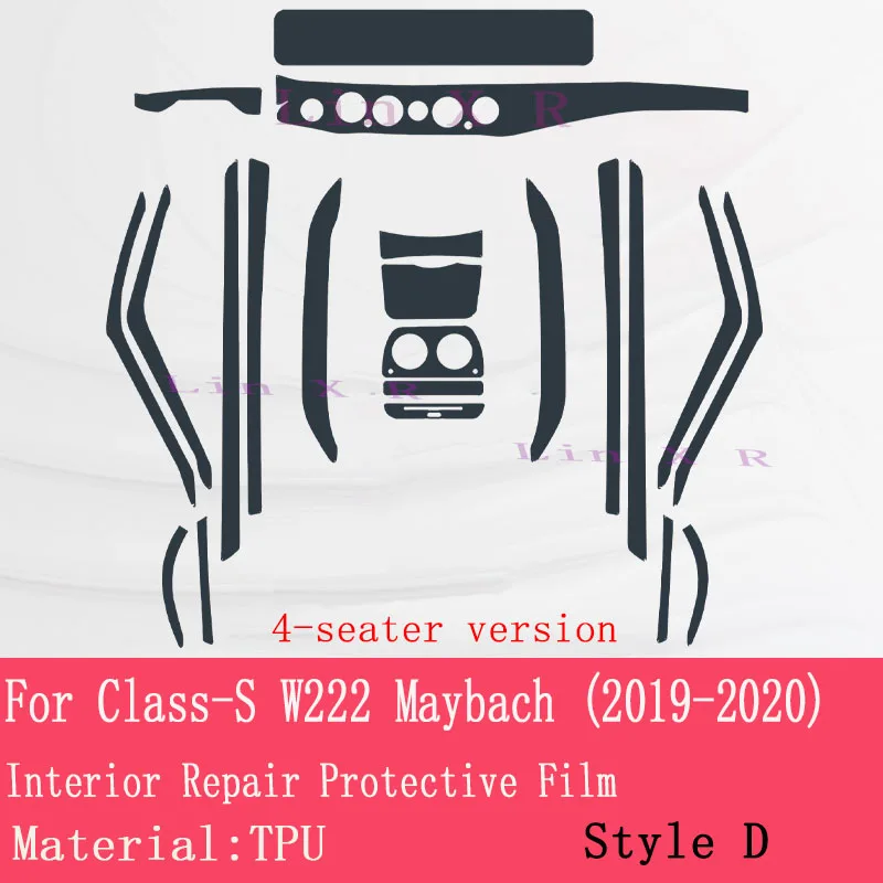 For Mercedes Benz Class-S W221 W222 S350 S450 2014-2020 Car Console Gearbox Panel Film Salon Frame Cover Sticker Strips TPU - Image 4