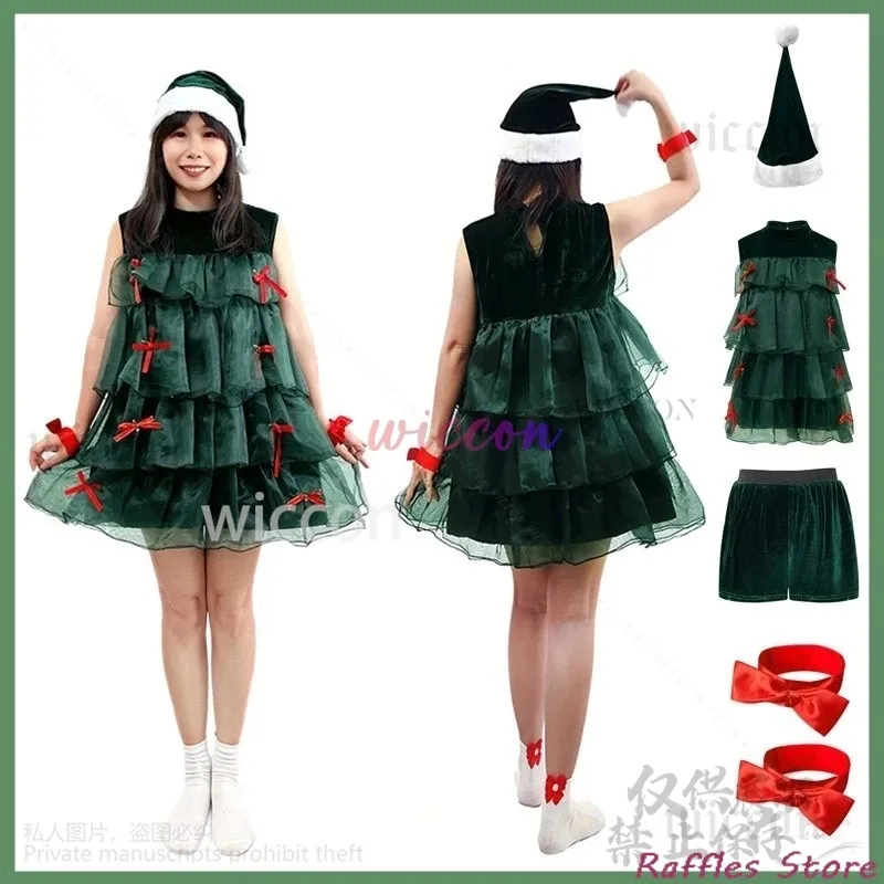 

2024 Christmas Costume Cosplay Anime Dress Lolita Kawaii Holiday Party Dance Suit Green Lace Dress For Woman Girls Customized