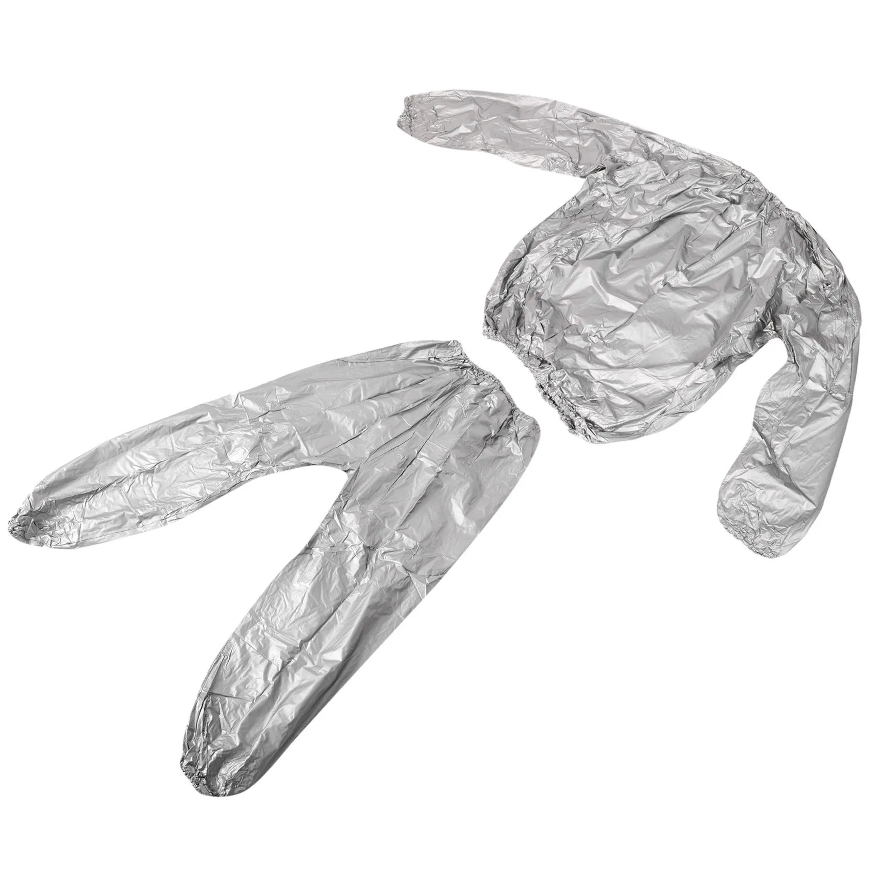 GET! Heavy Duty Fitness Weight Loss Sweat Sauna Suit Exercise Gym Anti-Rip Silver XXL
