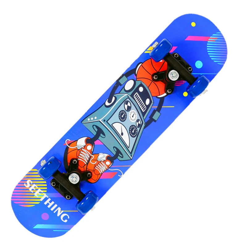 Allrad-Doppelwippen-Skateboard mit Doppelseiten-Cartoon-Muster für Kinder