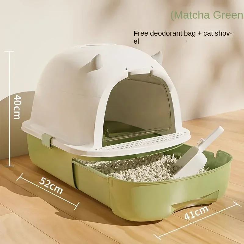Large Capacity Anti-odorant Cat Litter Box Plastic Anti-Splash Cats Toilet Drawer Open Style Completely Enclosed Pet Sandbox