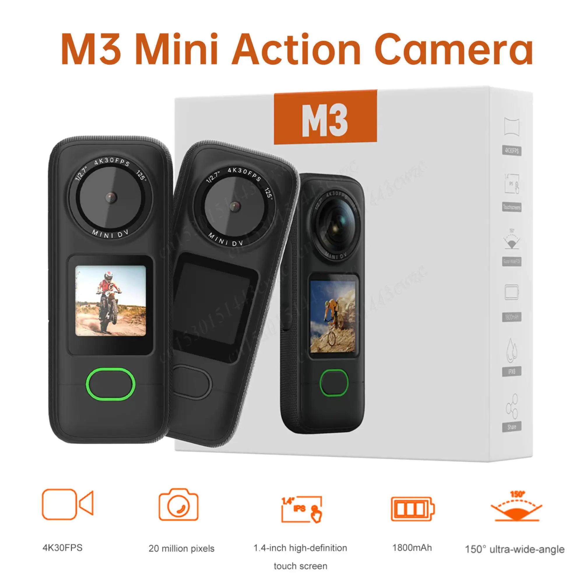 

M3 HD Action Camera Portable Mini WiFi Sports Camera Anti-Shake Outdoor Video Recorder 20MP Waterproof w/Touch Screen for Travel