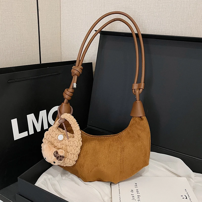 

Однотонные швейные Croissants из искусственной кожи, модные женские сумки высокого качества 2025 года, изысканные универсальные повседневные сумки на плечо