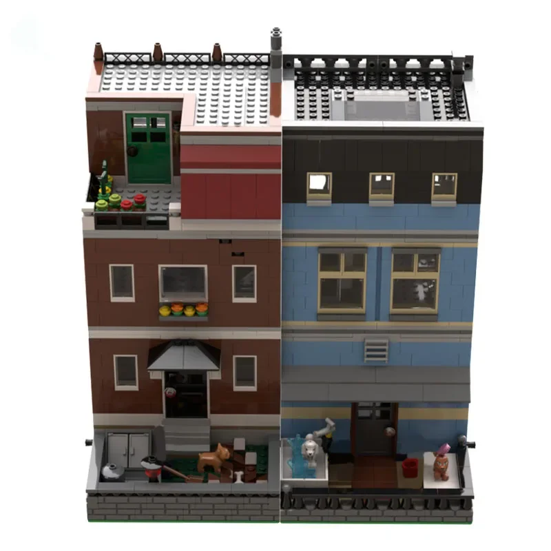2298 stks MOC Het is Een Honden Leven Achtertuin-Dierenwinkel Modulaire Architectuur Bouwstenen Model Montage Speelgoed Kinderen Festival Gift
