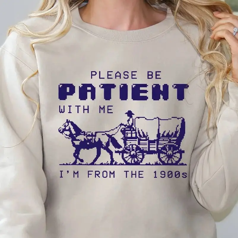 

Retro Vintage Sweatshirt Graphic Hoodies Y2K Tops Casual Daily Wear Unisex Versatile Stylish Pullover I Am From The 1900s