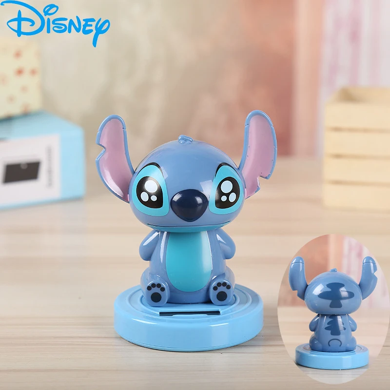Figura de Anime de Stitch de Disney, Accesorios para Coche, Adornos, Muñeco Solar Móvil, Juguetes Bonitos para Niños, Decoración de Dibujos Animados, Regalos de Cumpleaños