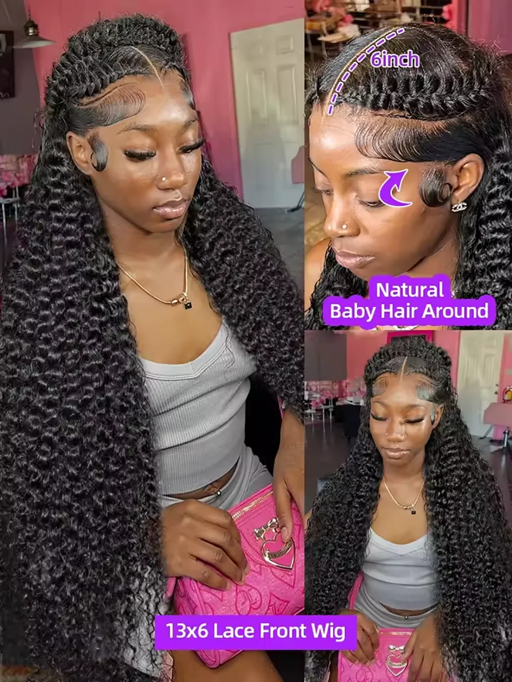 13X4 13X6 Water Wave Hd Transparent Lace Front Wigs Deep Wave Lace Frontal Pre Plucked Curly Human Hair Wigs 250 Density