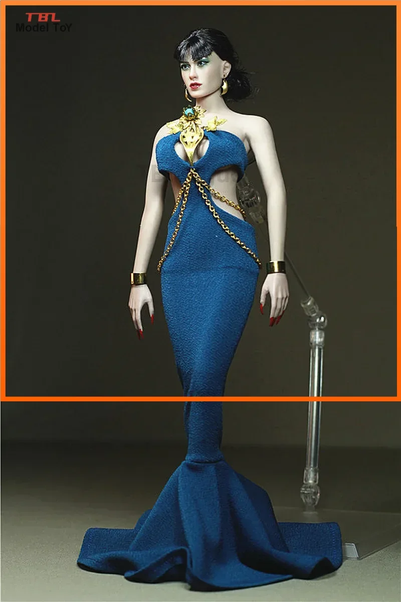 Custom made 1/6 Scale Golden Leaf Blue skirt Dress for 12inch Phicen Tbleague JIAOUL Doll Action figures Blue Fairy Toy