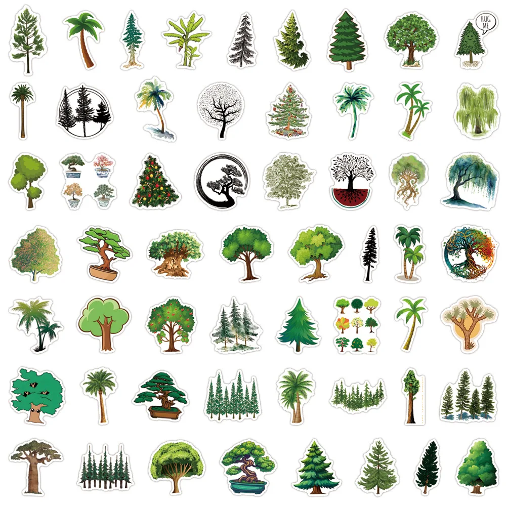 55/110PCS 만화 나무 식물 낙서 스티커 개인화 된 DIY 장식 스쿠터 노트북 방수 스티커 데칼 장난감 선물