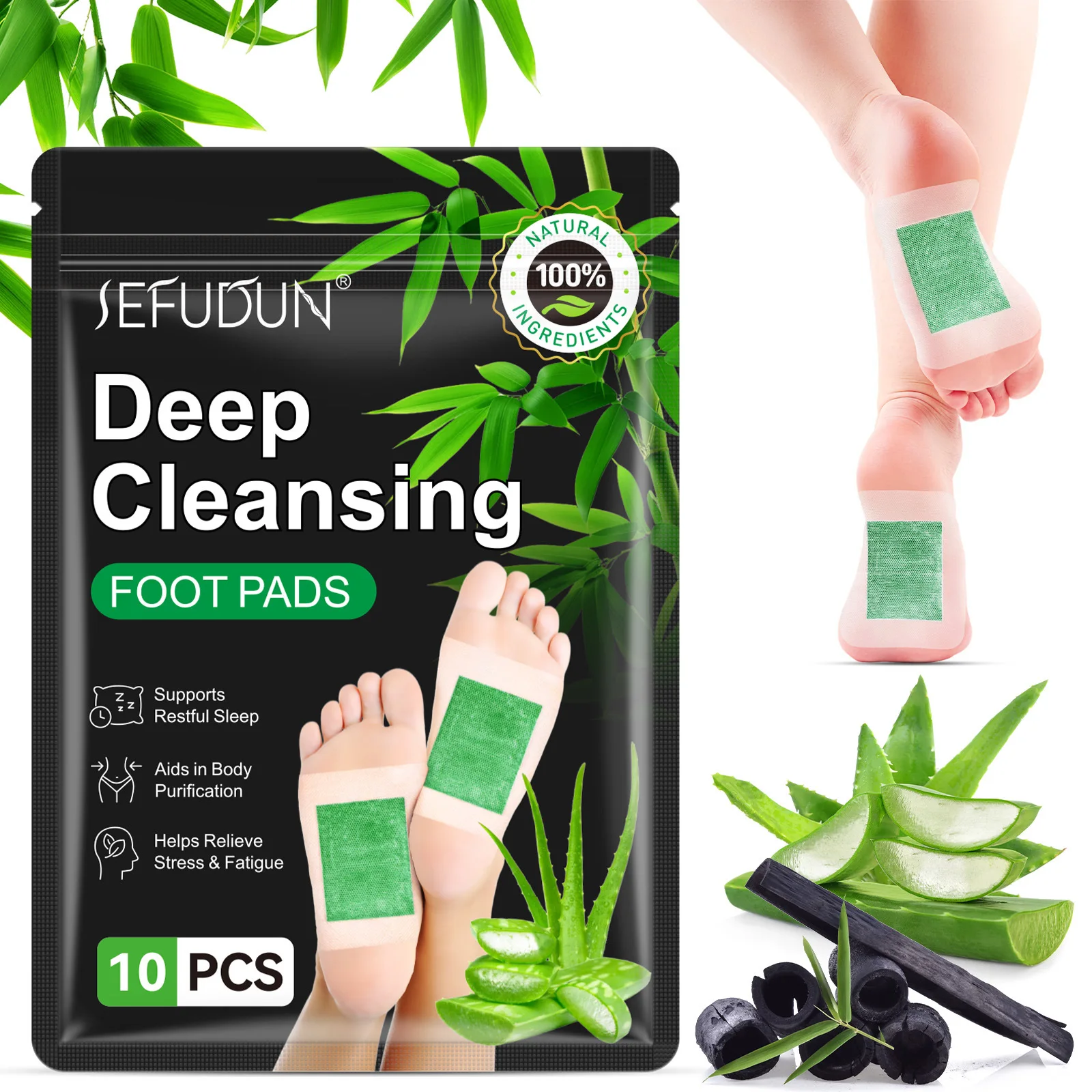 

Detox Foot Patches Foot Pads Deep Cleansing with Aloe and Bamboo Charcoal Relieve Stress Improve Sleep and Relaxation