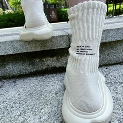 Men's Vintage Letter Medium Tube Socks Japanese Solid Color Thickened Sports Socks Couple Socks Knitted Sports Socks Harajuku