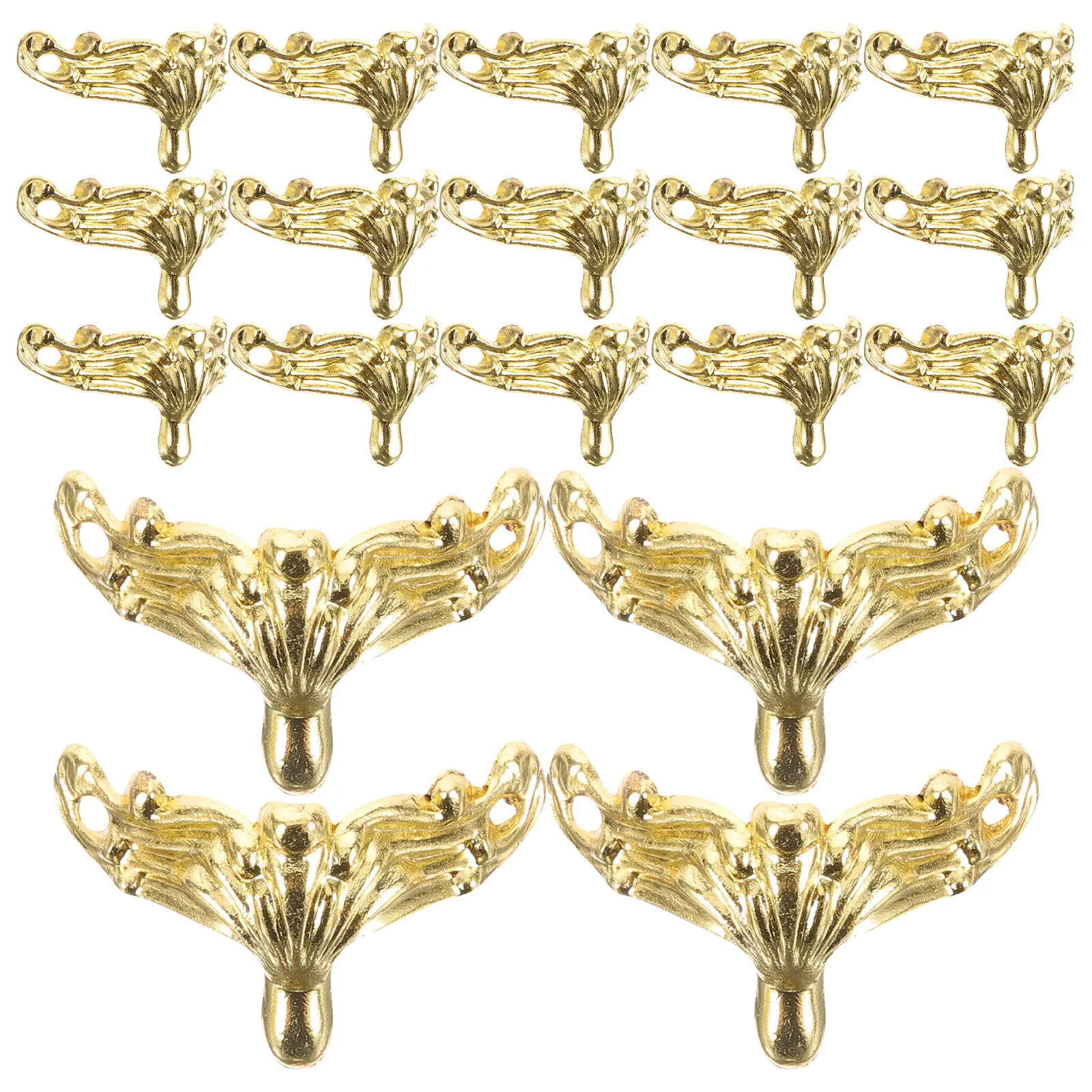 20개입 황금색 작은 모서리 보호대 나무 상자 보석함 레트로 가구 다리 장식용 박스 받침대 액세서리