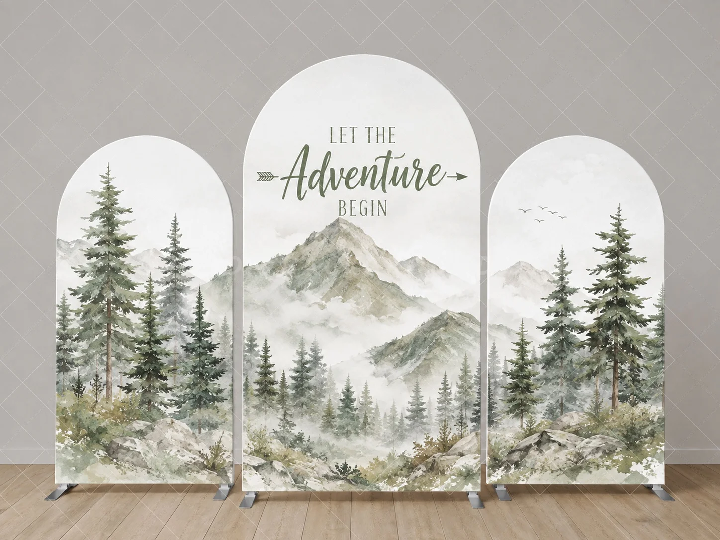 Outdoor Adventure Birthday Party - Mountain Forest Adventure Arch Backdrop Cover