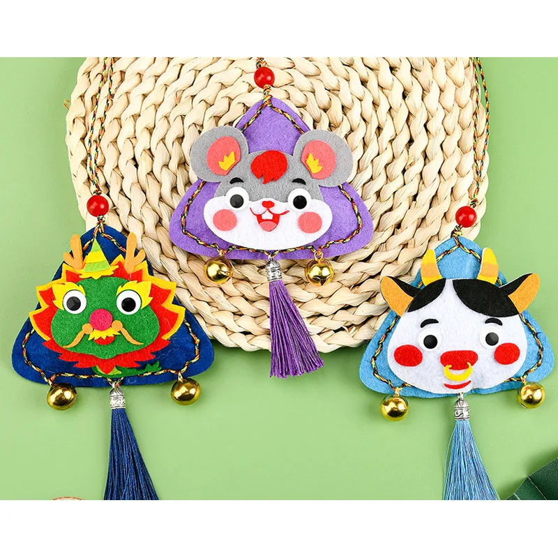 Dragon Boat Festival wormwood sachet handmade diy zongzi kindergarten children make twelve zodiac hanging neck sachet ornaments