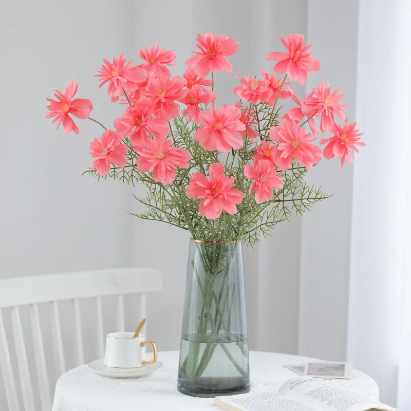 Simulation 6-Forked Persimmon Gesang Flower Daisy Home Living Room Dining Table Decoration Fake Flowers Artificial Flowers