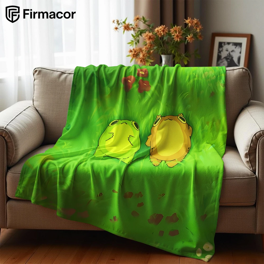 Meadow Twin Frogs Soft Flannel Blanket Breathable Warm Throw for Office Car Sofa Kids Room Birthday Xmas Gift