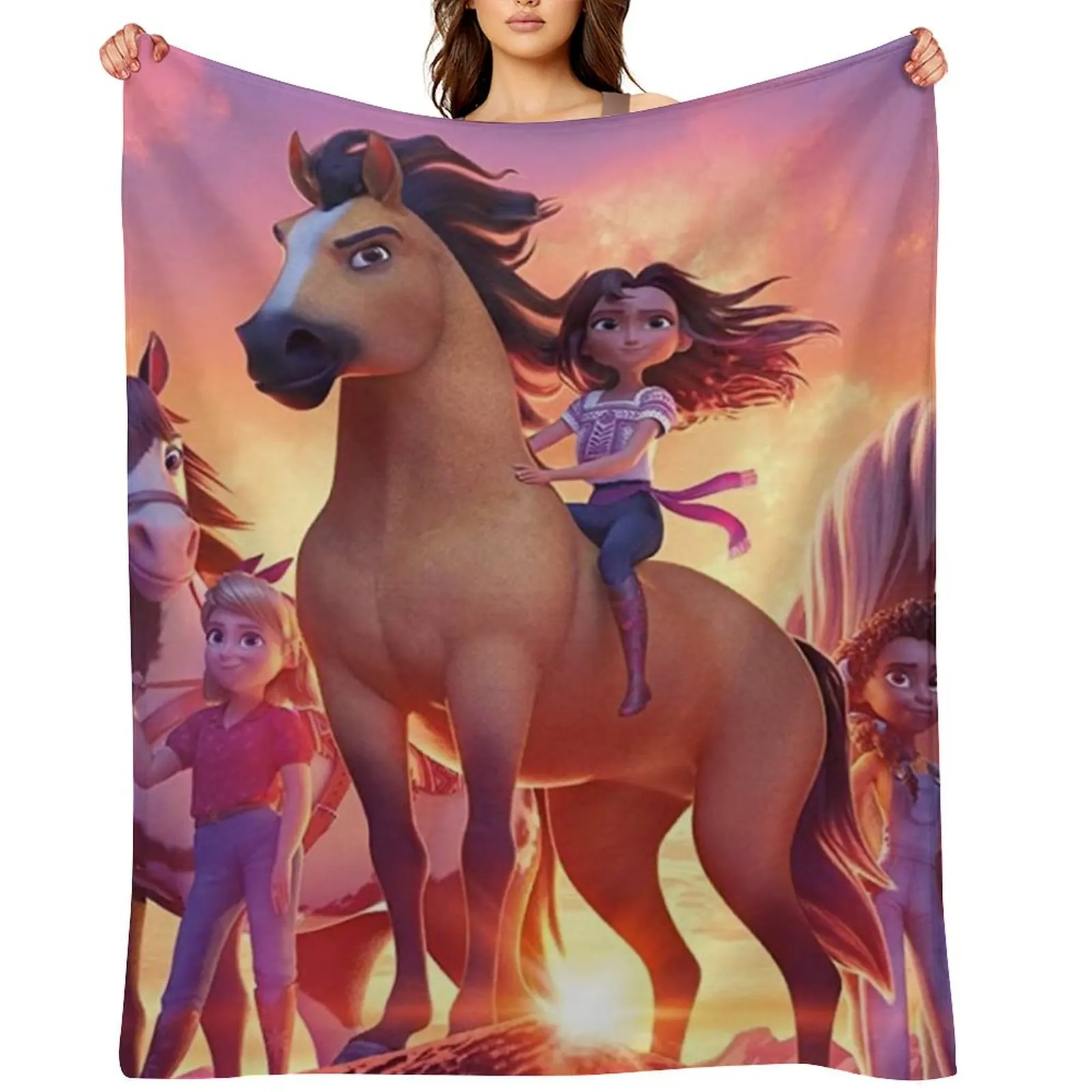 

spirit untamed 2021 poster Throw Blanket Furrys manga Thin Giant Sofa Blankets