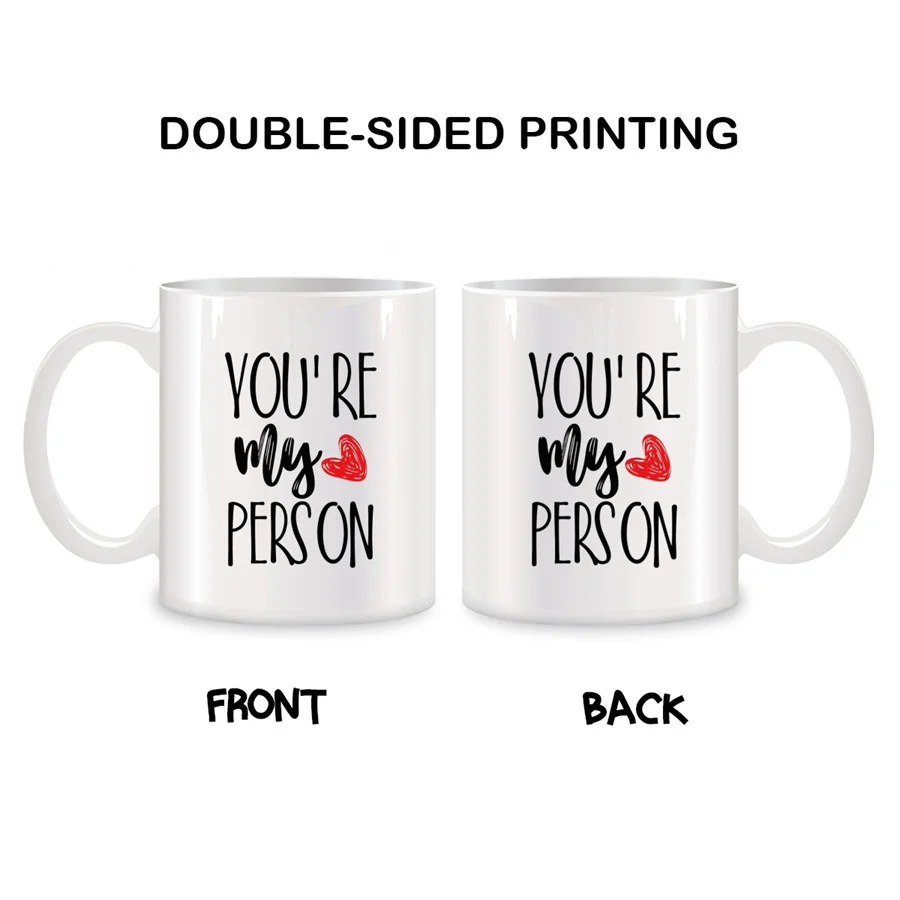 You're My Person Mugs For Boyfriend, Girlfriend, Her, Him Birthday Gifts Novelty Coffee Ceramic Tea Cups White 11 oz