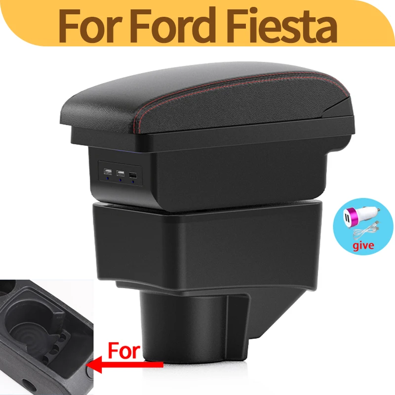 

Для Ford Fiesta 3 2011-2018 внутренняя модификация, повышенный подлокотник, двухслойный ящик для хранения, аксессуары для центральной консоли, USB