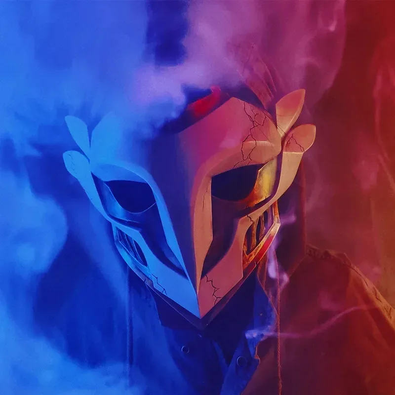 

Game Animation Arcane Wildfire Gang Cosplay Ekko Jinx Mask The Boy Who Shattered Time Halloween Party Masquerade FRP Toys Props