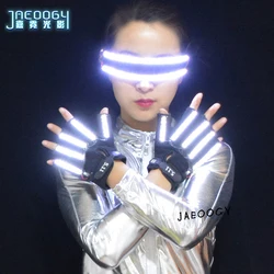 LED Glowing Gloves with Fluorescent Laser Show, Creative Personality, Halloween, Christmas, Stage, DJ Singer, Performing