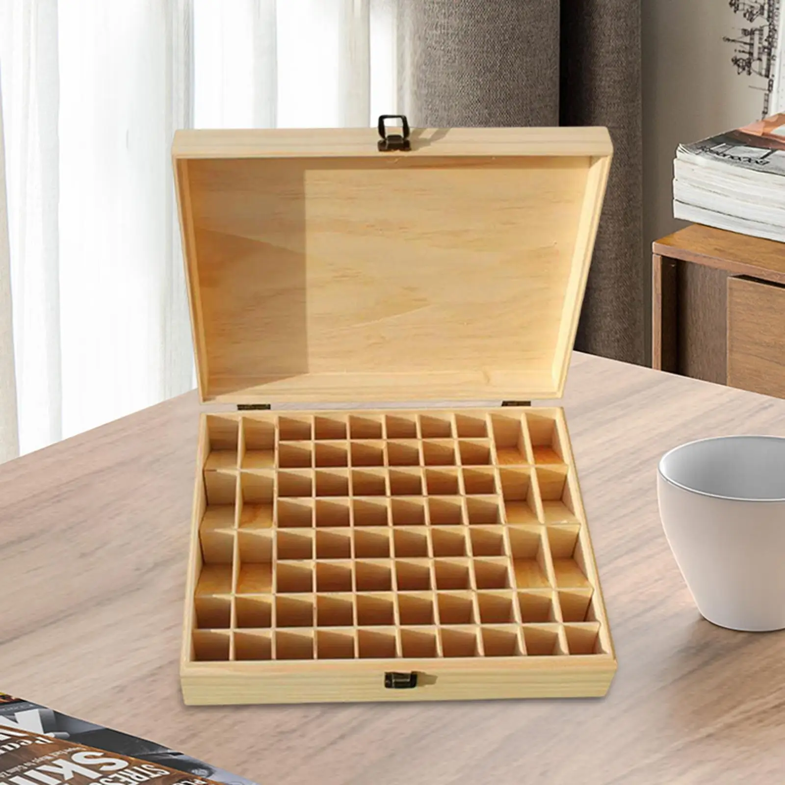 68 Grid Essential Oil Box Storage Box Creative Multi-Grid Solid Wood Cosmetics Jewelry Storage Box Wooden Gift Essential Oil Box