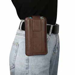 Leather 7.2 Dual Pouch Phone Belt Clip Case Holder For iPhone 16 15 14 Pro Max Samsung S25 S24 S23 Redmi Note 13 Men Waist Bag