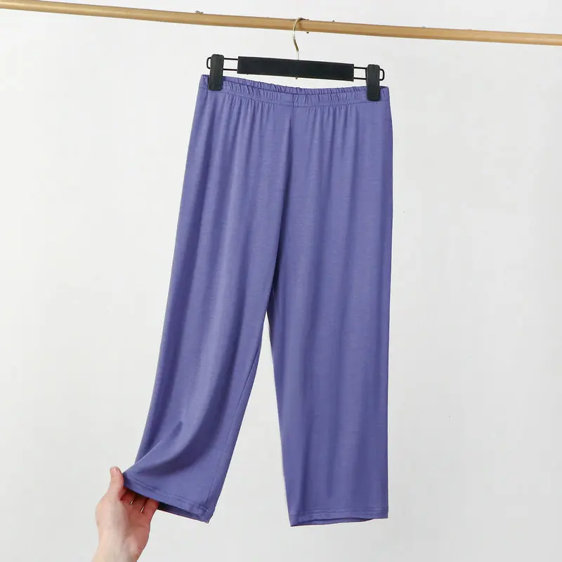 Pantalones de dormir XL-8XL para mujer, ropa de dormir holgada informal, 3/4 de longitud, para verano