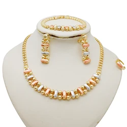 Luxury Gold Color Jewelry Sets Necklace Earrings Bracelet Rings Sets Suitable for Women Wedding Gifts