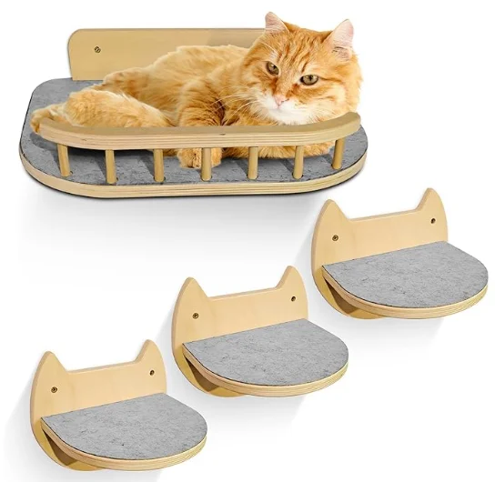 

Rustic Large Cat Wall Mounted Shelves With Steps Cat Climbing Hammock Furniture For Cat Sleeping