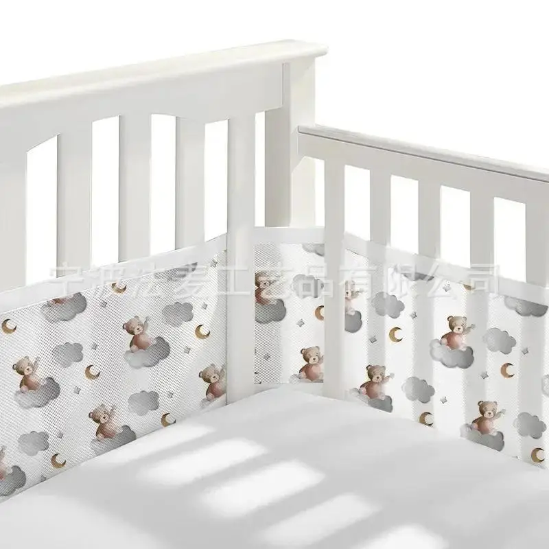 Doublure en maille respirante pour lit de bébé à 4 panneaux, pare-chocs et protection de clôture en coton épais pour décoration de pépinière