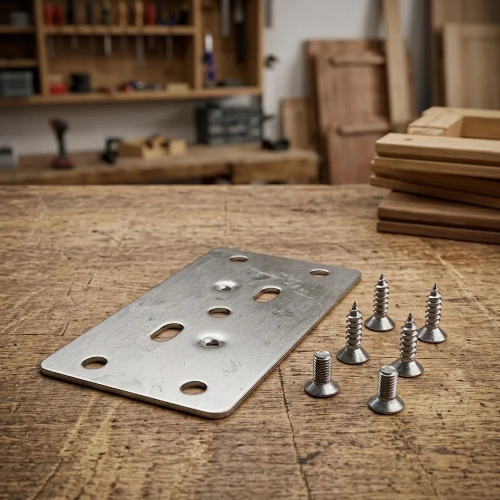 Brand New Practical Hinge Repair Plate Plate Tool Hinge Repair Side Plate Stainless Steel With Mounting Screws