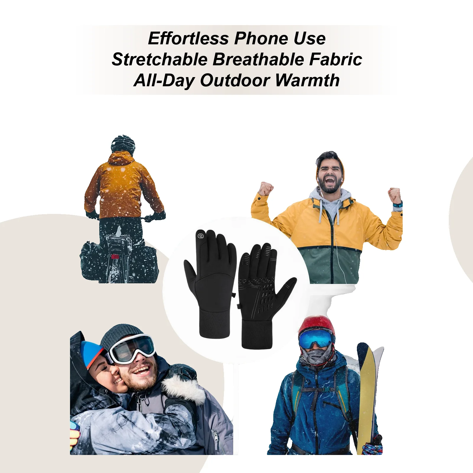 

Перчатки с подогревом для улицы, 1 пара, теплые, дышащие, с USB-подогревом, перчатки с сенсорными пальцами для катания на лыжах, велоспорта, пешего туризма