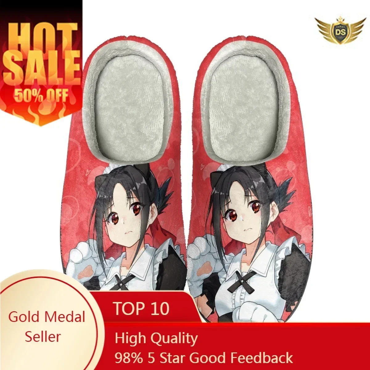 

Kaguya-sama Love is War Design, зимняя обувь, женская нескользящая универсальная обувь на плоской подошве, повседневные домашние теплые хлопковые тапочки