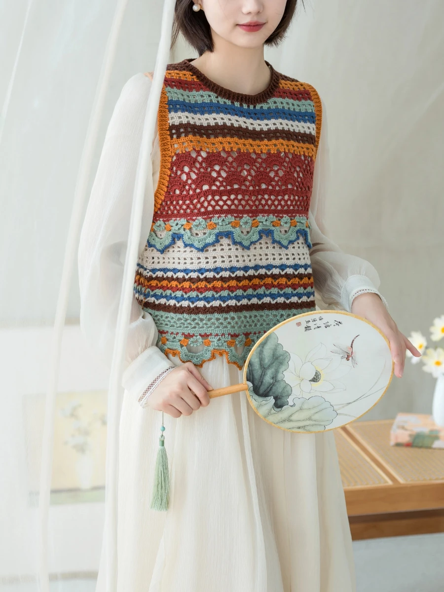 

SuSuJie Home DIY Knitting Woolen Clothes Yarn Ball Crochet Needle Material Kit Lotus Silk Vest Handmade Summer Fashion Access...