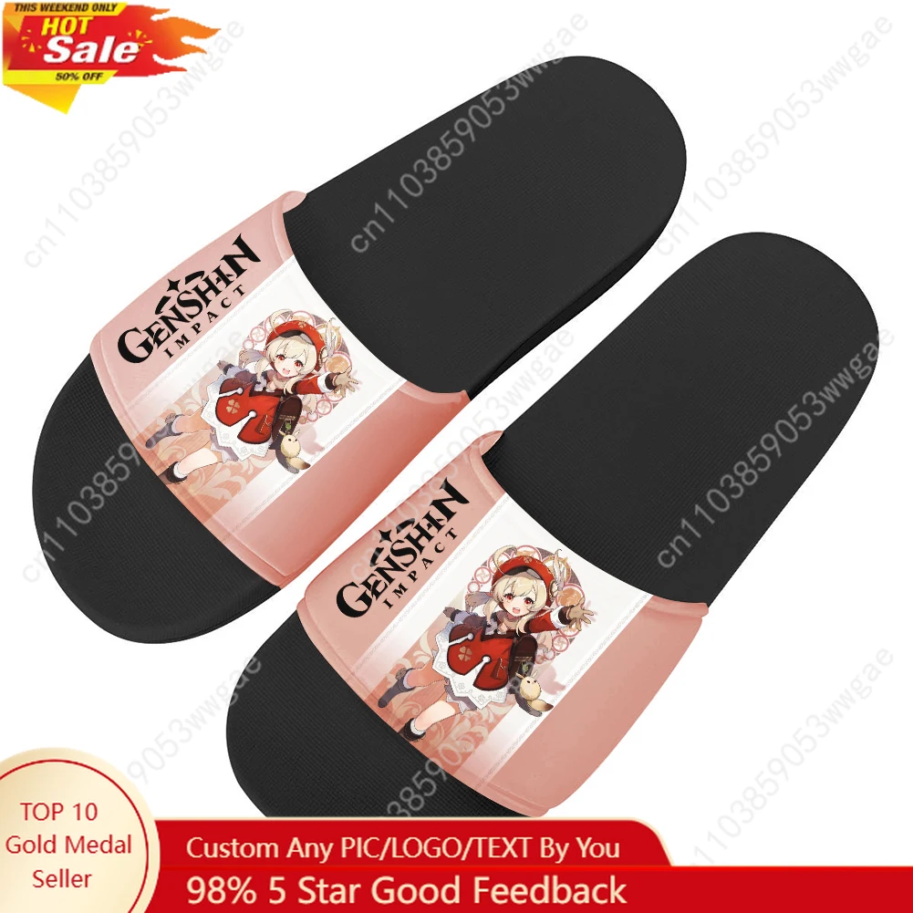 

Genshin Klee Sandals Home Slippers Water Shoes Man Women Teenager Sandal Bathroom Beach Pool Fashion Custom Made Summer Slippers