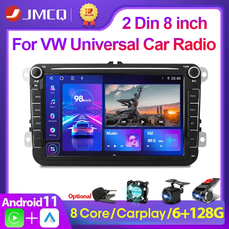 JMCQ 2Din Android11 Car Radio Multimidia Video Player Stereo For VW/Volkswagen/Golf/Passat/b7/b6/Skoda/Seat/Octavia/Polo/Tiguan