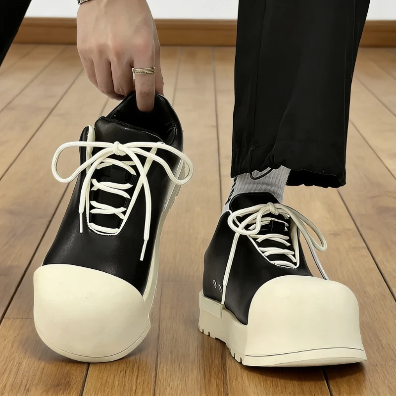 

Unisex Footwear Round Toe Thick Sole Platform Chunky Heels Men Sneakers Fashion Brand Design Women Casual Shoes Flats