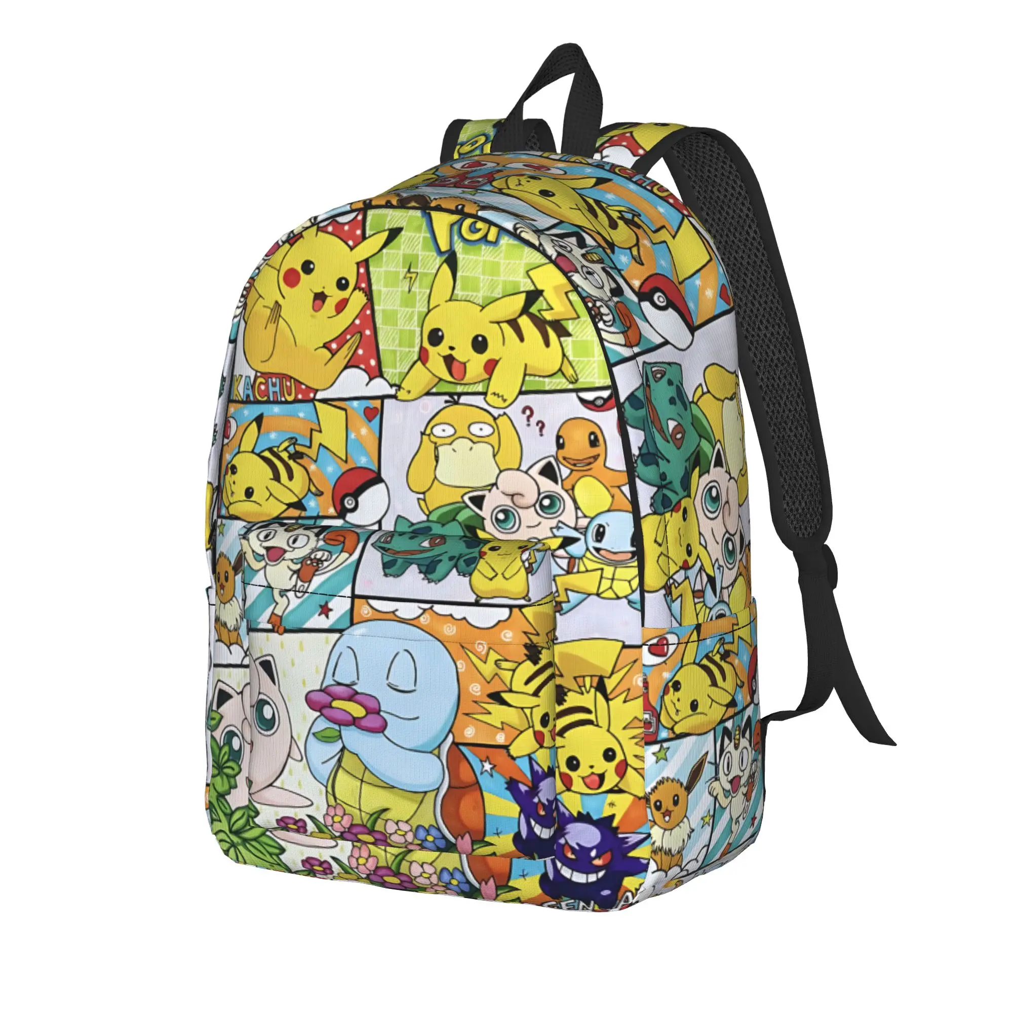 Fashion Cartoon Pokemon Theme Backpack  Mochilas Kawaii Office Work Large Capacity Rucksack