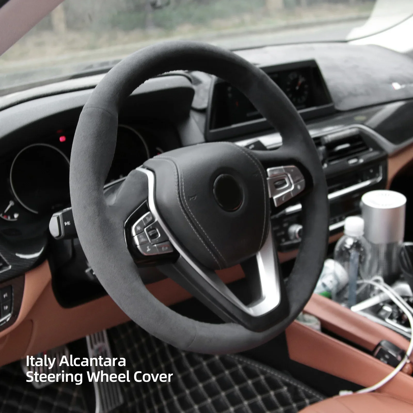 Hand-Stitch Non-slip Alcantara Leather Car Steering Wheel Cover Wrap for BMW 2 3 4 5 6 7 8 Series ALPINA B7 Interior Accessories