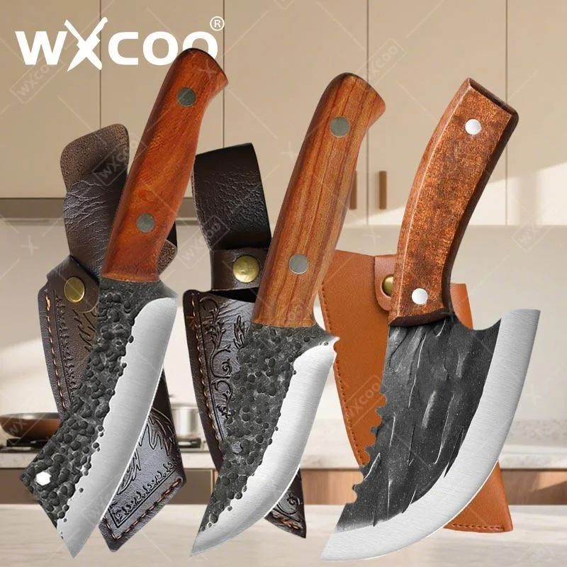 WXCOO Professional Kitchen Knives Knives Stainless Steel Forged Chopper Kitchen Butcher Knife Meat Cutting Boning Knife Cleaver