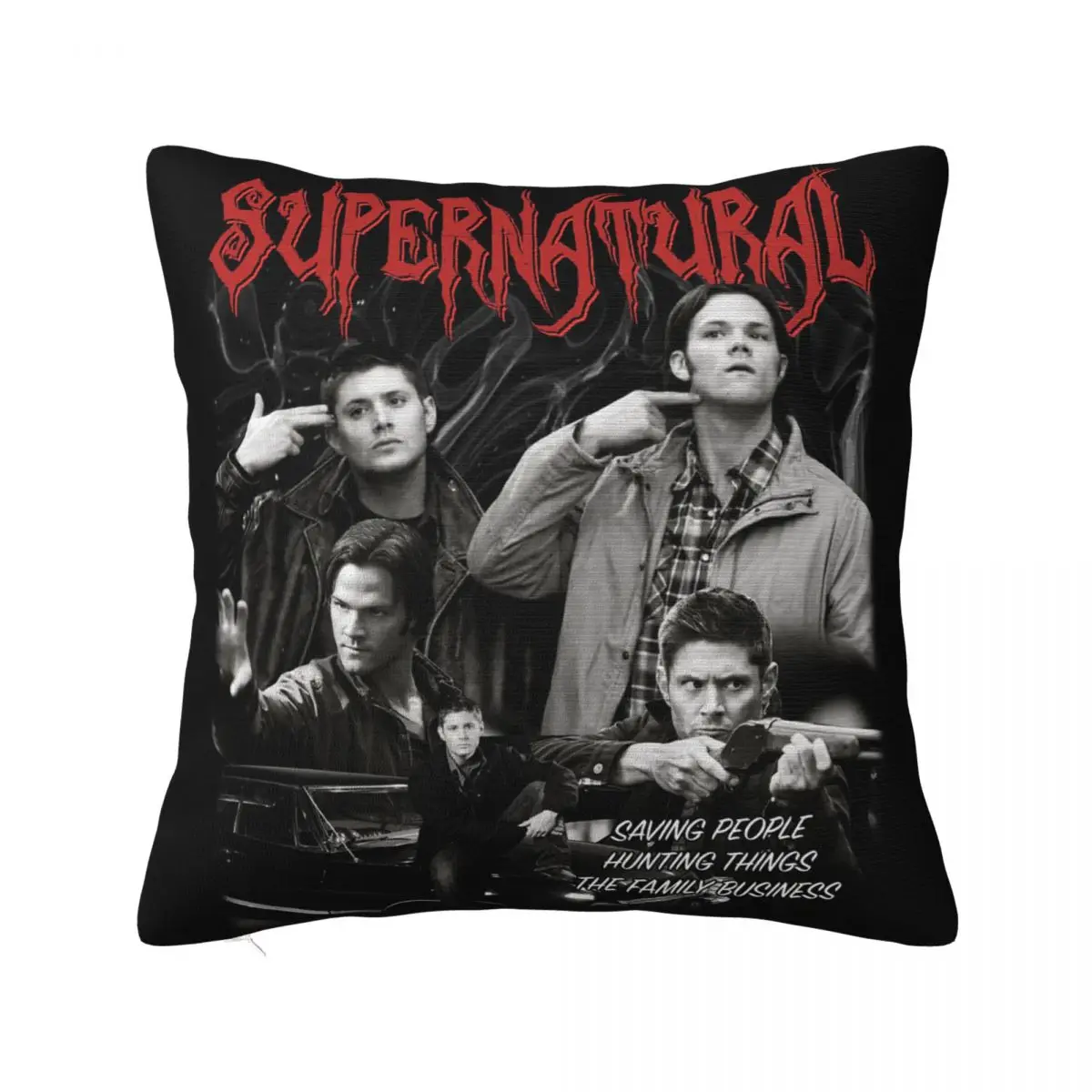 Dean Winchester Supernatural Pillowcase Printed Fabric Cushion Cover Decor Pillow Case Cover Home Zippered 40X40cm