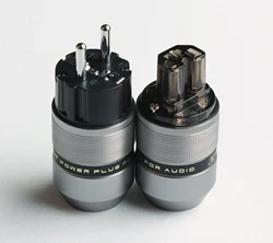 SONARQUEST Power Connector PA-40E(R)+PA-40F(R) EU Rhodium Plated Gray Special Aluminum alloy Schuko Male&Female IEC Connector