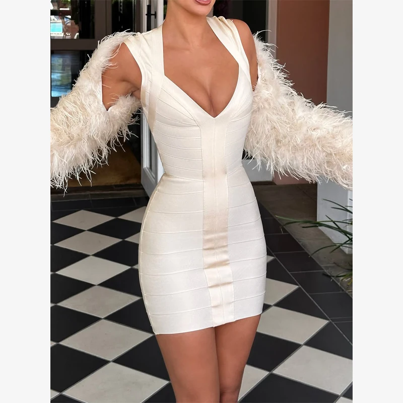 Sexy Ärmelloses Figurbetontes Kurzes Kleid Damen Schickes Einfarbiges V-Ausschnitt Tailliertes Trägerkleid Mini-Kleider 2026 Damen Abendparty Vestidos Neu – Detail 11