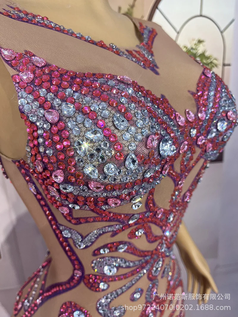 Di lusso Strass Temperamento Vita Gonna a coda di pesce Modello adulto Passerella Abito alla moda Banchetto Host Abito da sera Vestido Gala Luxo