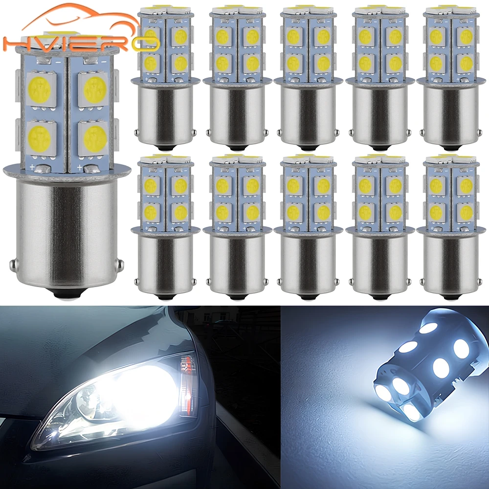 10pcs 1156 13smd Car Multicolor Brake Parking Tail License Plate Light Bright Turn Signal Lamp Auto Rear Reverse Bulb Waterproof