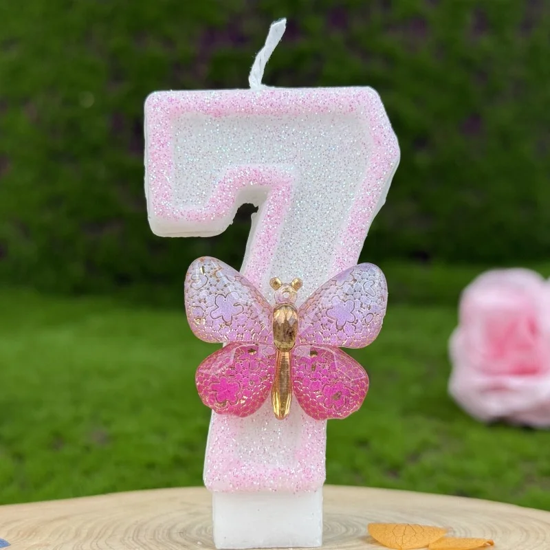Girl Funny Birthday Candles Children\'s Magic Number Candles Special Cake Pink Decoration Wedding Centerpieces Sparkles Candle