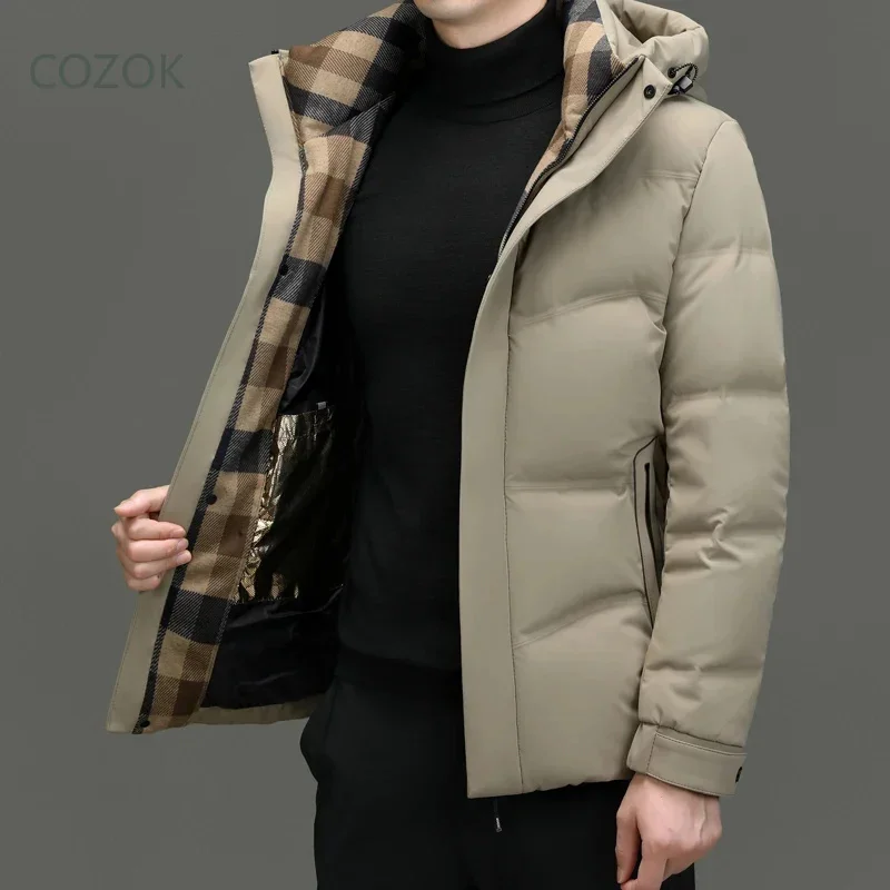 2025 luxury designer clothing men's short down jacket warm new outerwear thickened cold protection casual