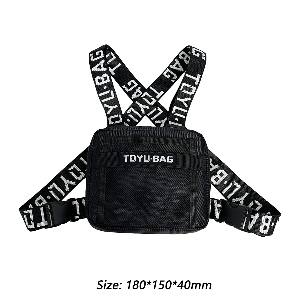 Ajustável Nylon Chest Rig Bag para homens e mulheres, Vest Fanny Pack, Outdoor Hip Hop Streetwear, Travel Waistcoat Bags, moda